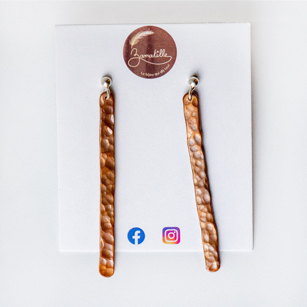 Boucles d'oreille en cuivre et argent - Cuivre texturé