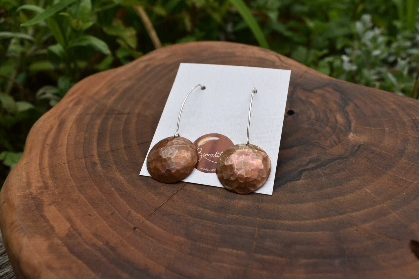 Boucles d'oreilles en cuivre et argent - Les planètes aux oreilles