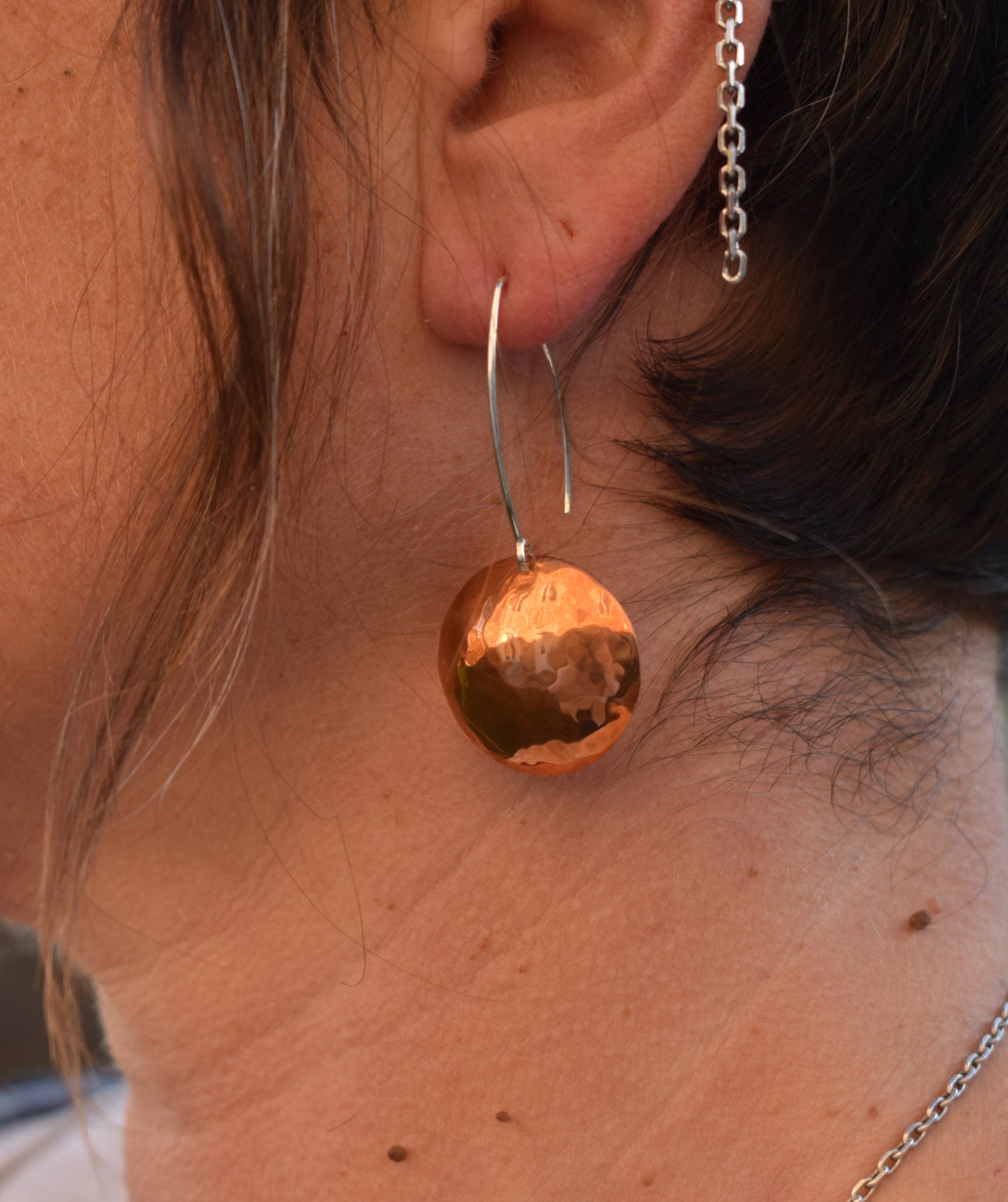 Boucles d'oreilles en cuivre et argent - Les planètes aux oreilles