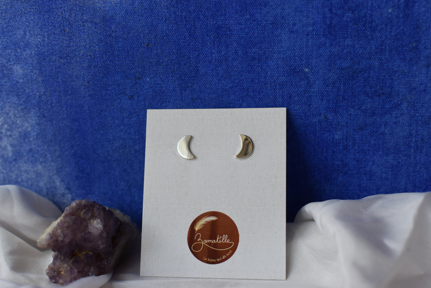 Boucles d'oreilles puce en argent recyclé - collection astrale