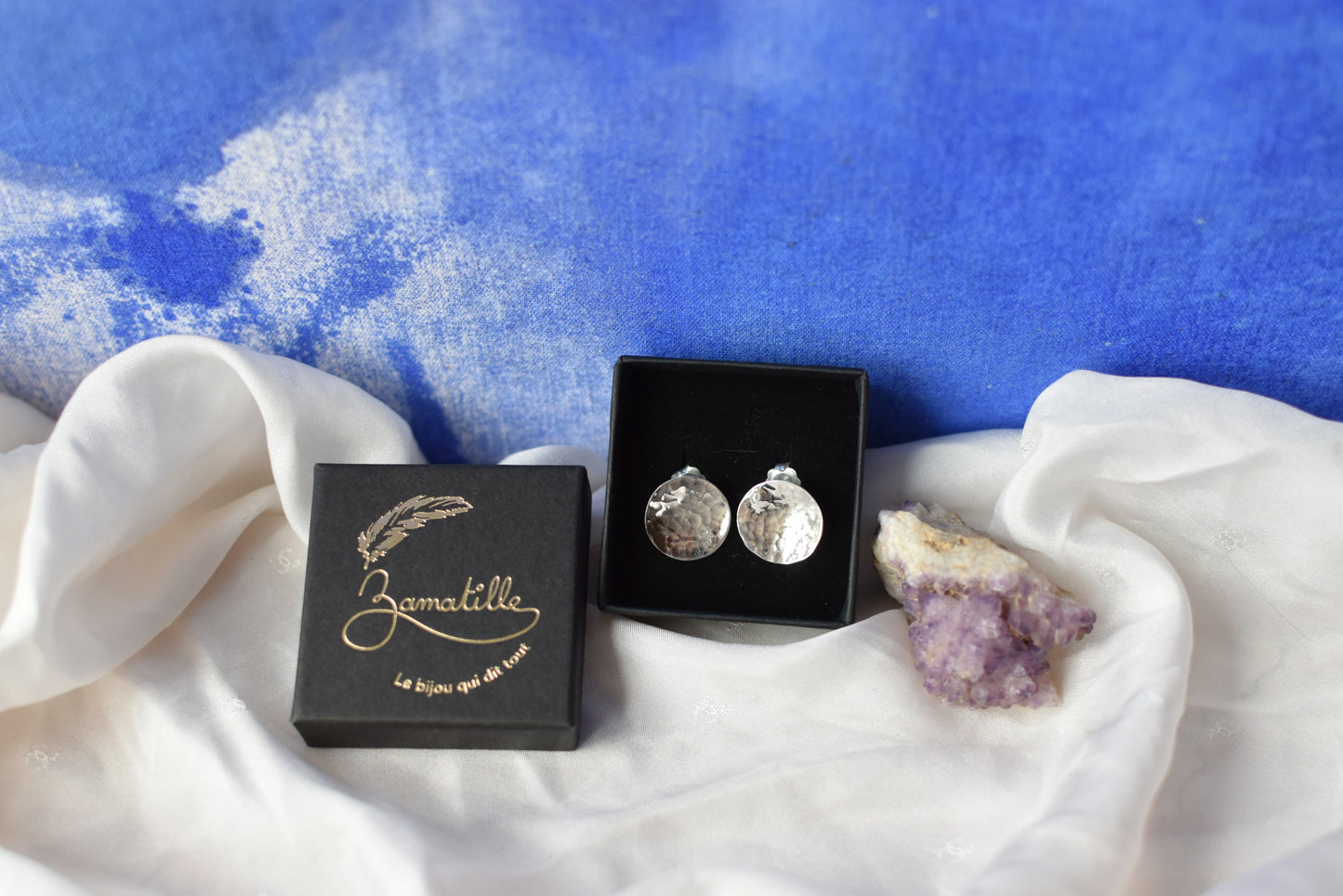 Boucles d'oreilles en argent- Puce d'oreille délicates et scintillantes