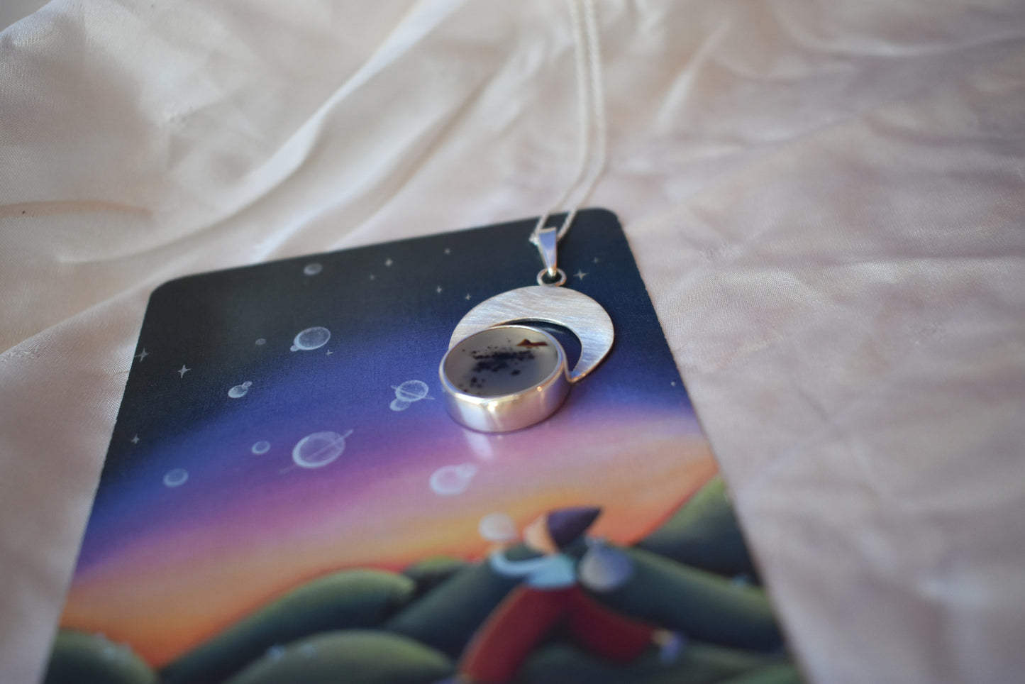 Collier lune argent