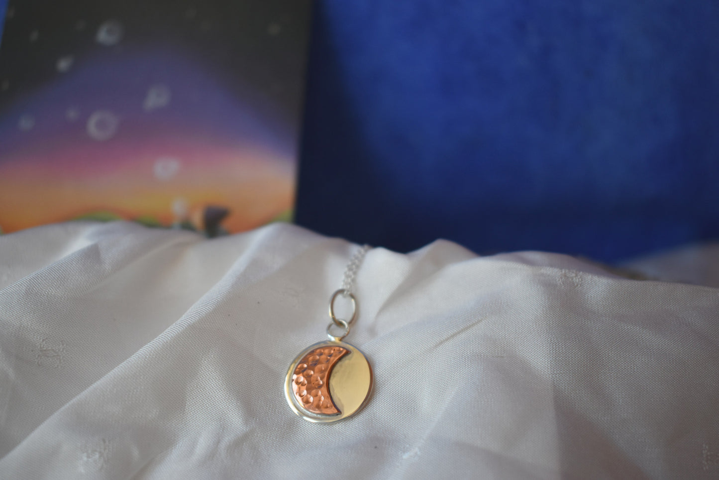 Collier lune argent cuivre