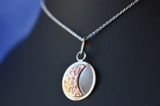 Collier lune argent cuivre