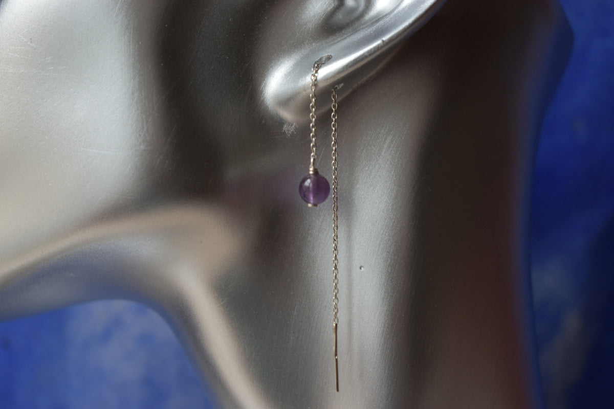 Rosée - Boucles d'oreilles chaine et pierre semi précieuse