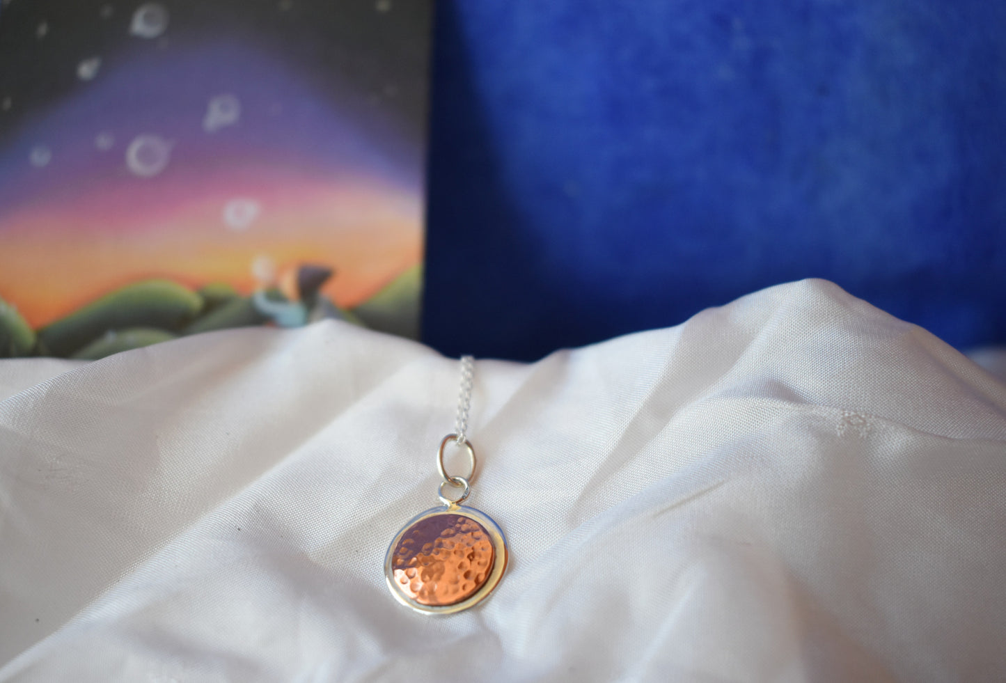 Collier lune argent cuivre