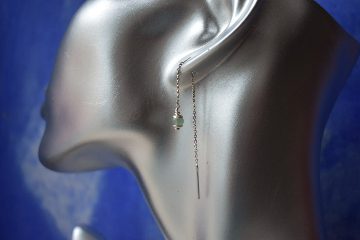 Rosée - Boucles d'oreilles chaine et pierre semi précieuse