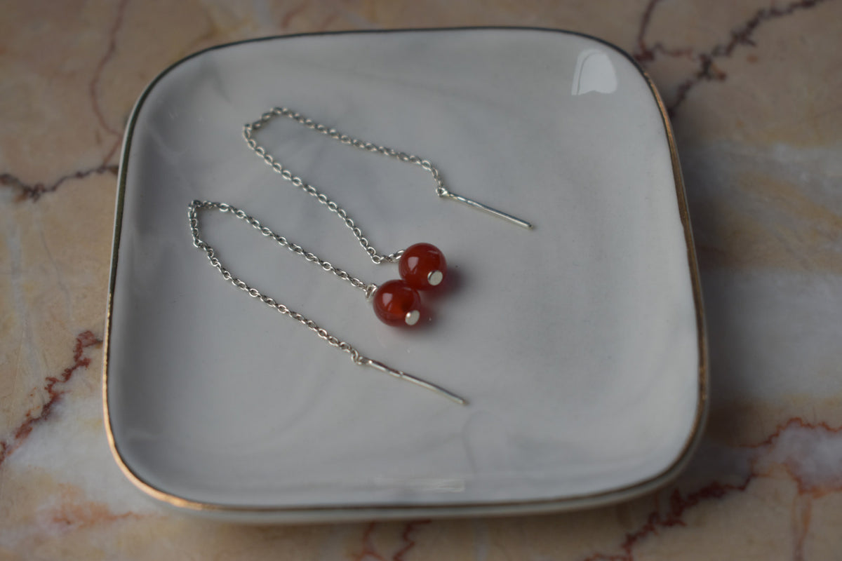 Rosée - Boucles d'oreilles chaine et pierre semi précieuse