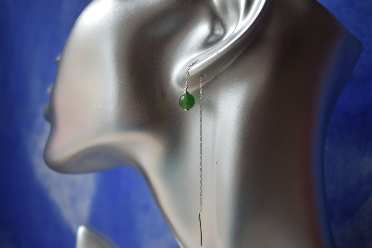 Rosée - Boucles d'oreilles chaine et pierre semi précieuse