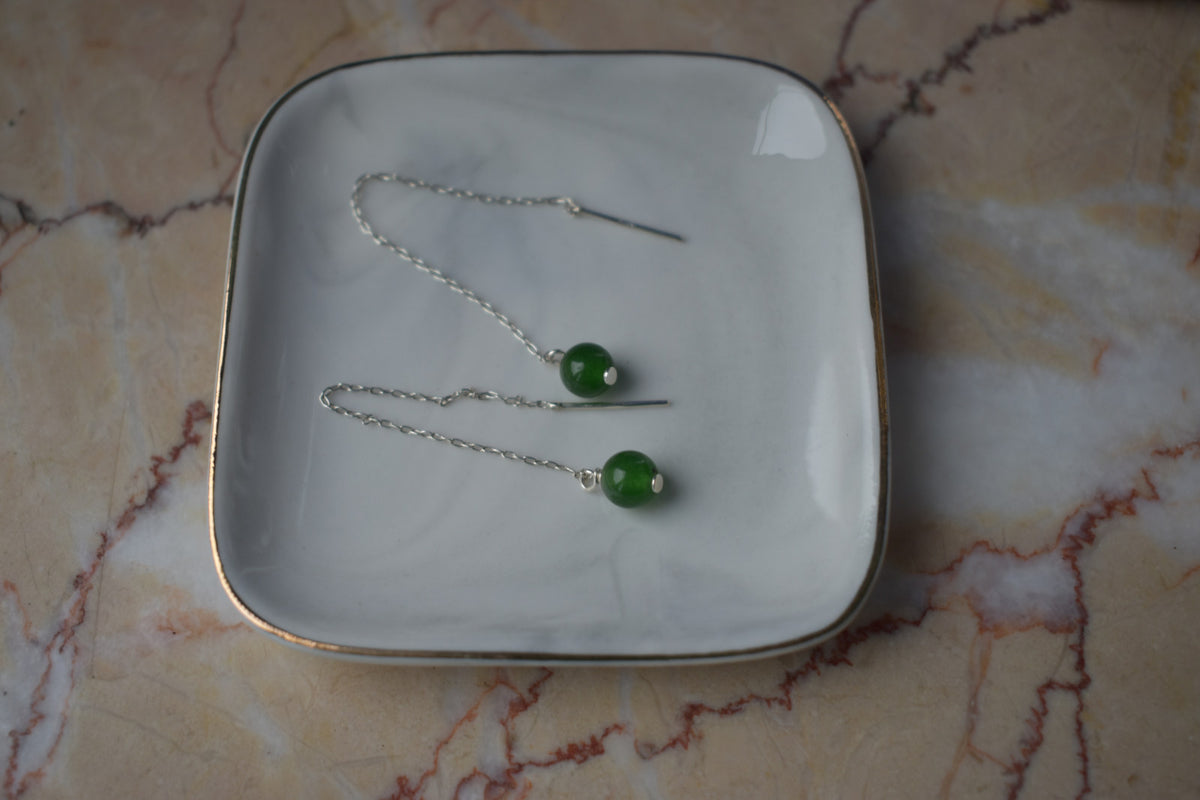 Rosée - Boucles d'oreilles chaine et pierre semi précieuse