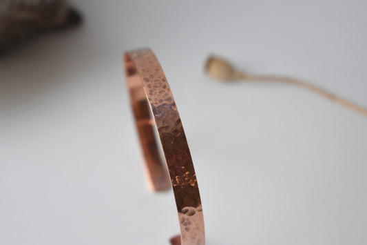 Bracelet Manchette en cuivre pur - Finition martelée