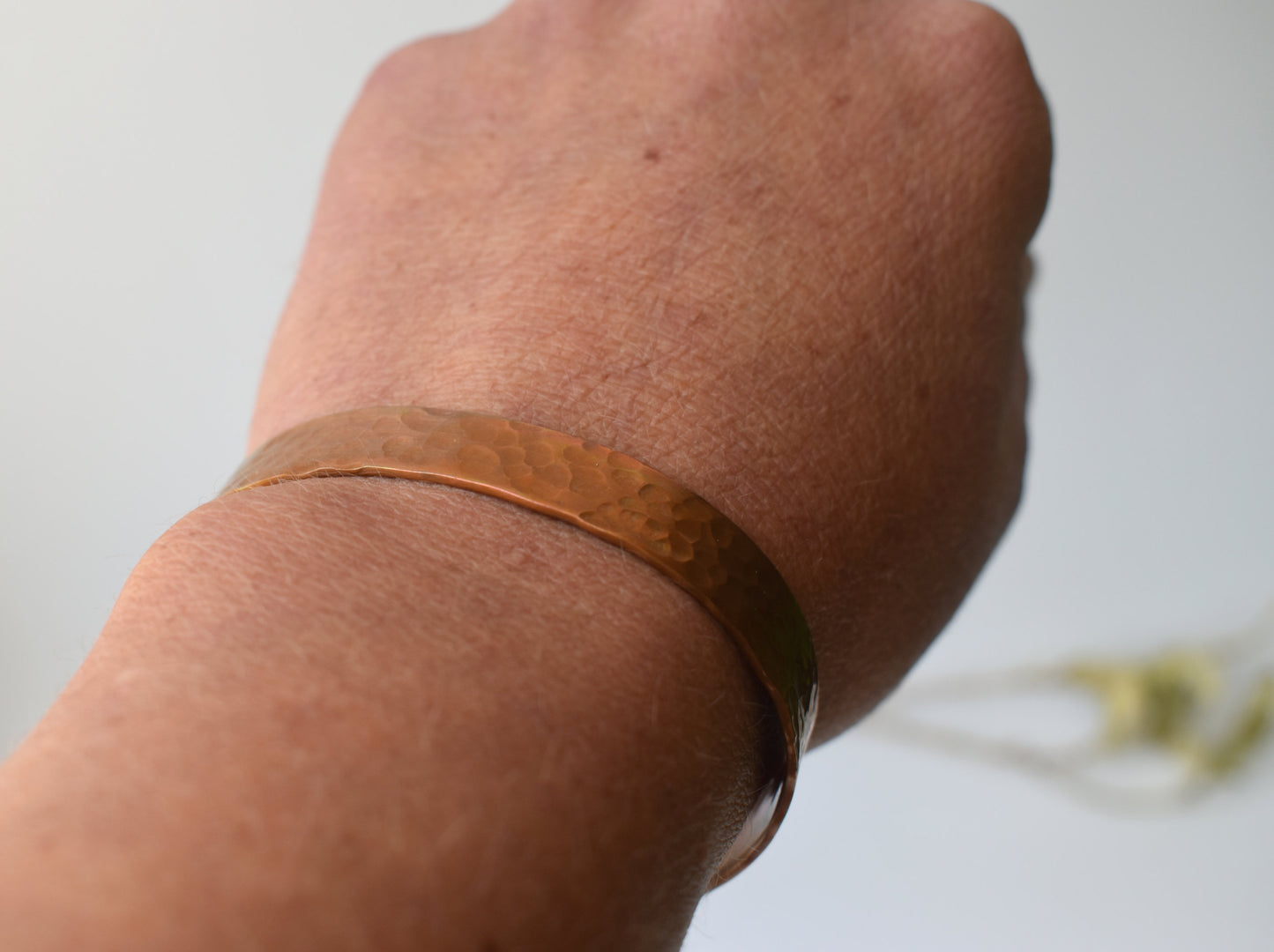 Bracelet Manchette en cuivre pur - Finition martelée