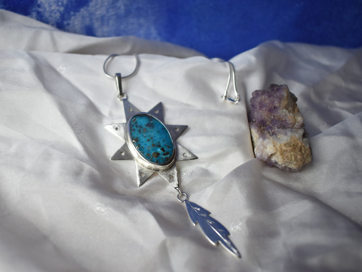 collier argent " Etoile bleue" - Collection astrale