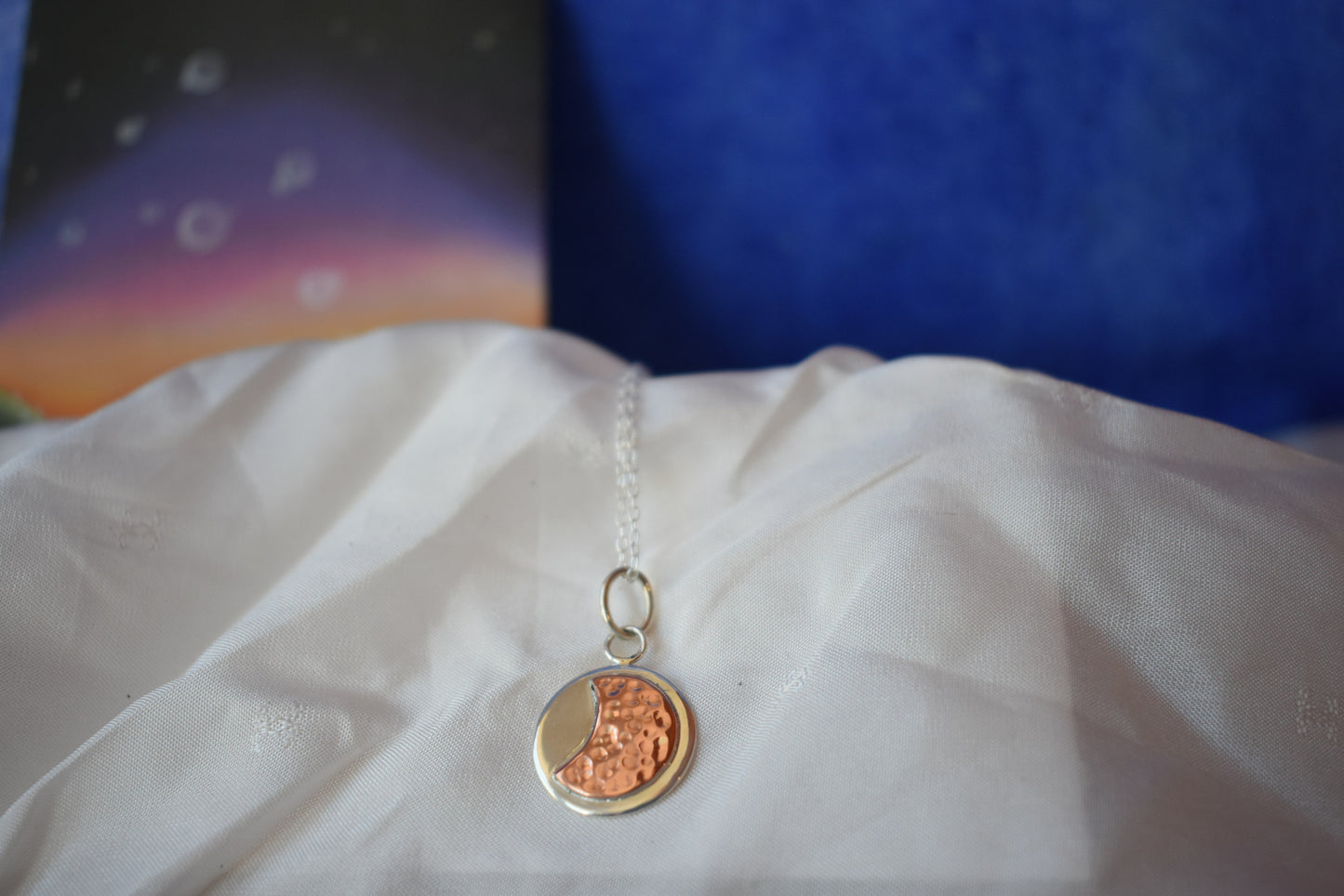 Collier lune argent cuivre