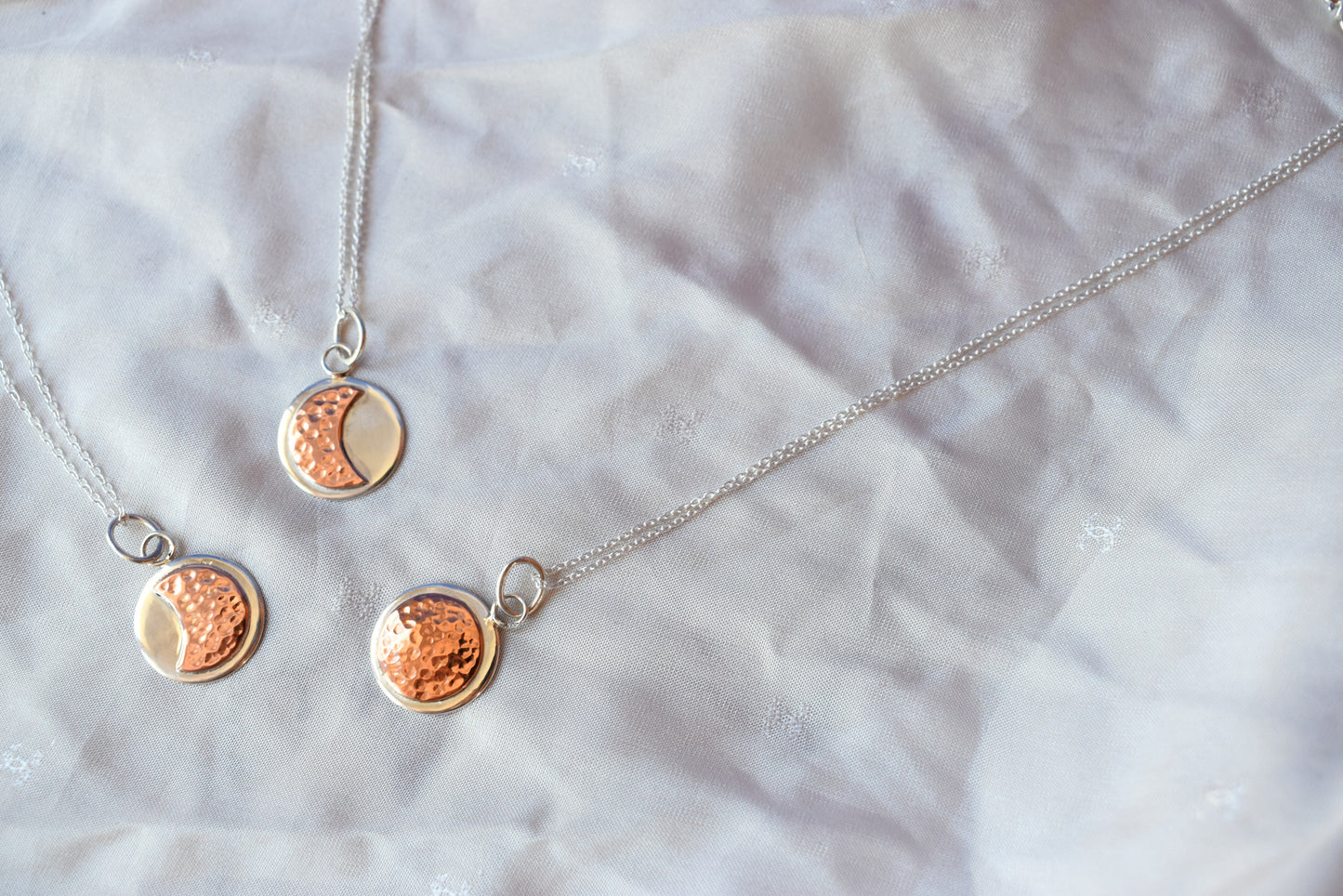 Collier lune argent cuivre