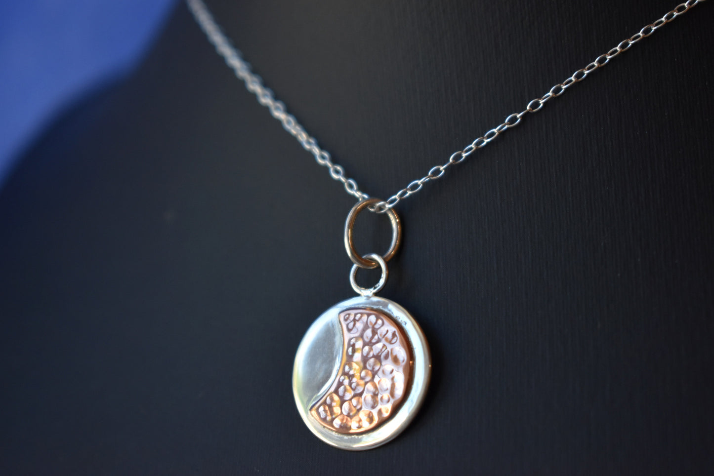 Collier lune argent cuivre