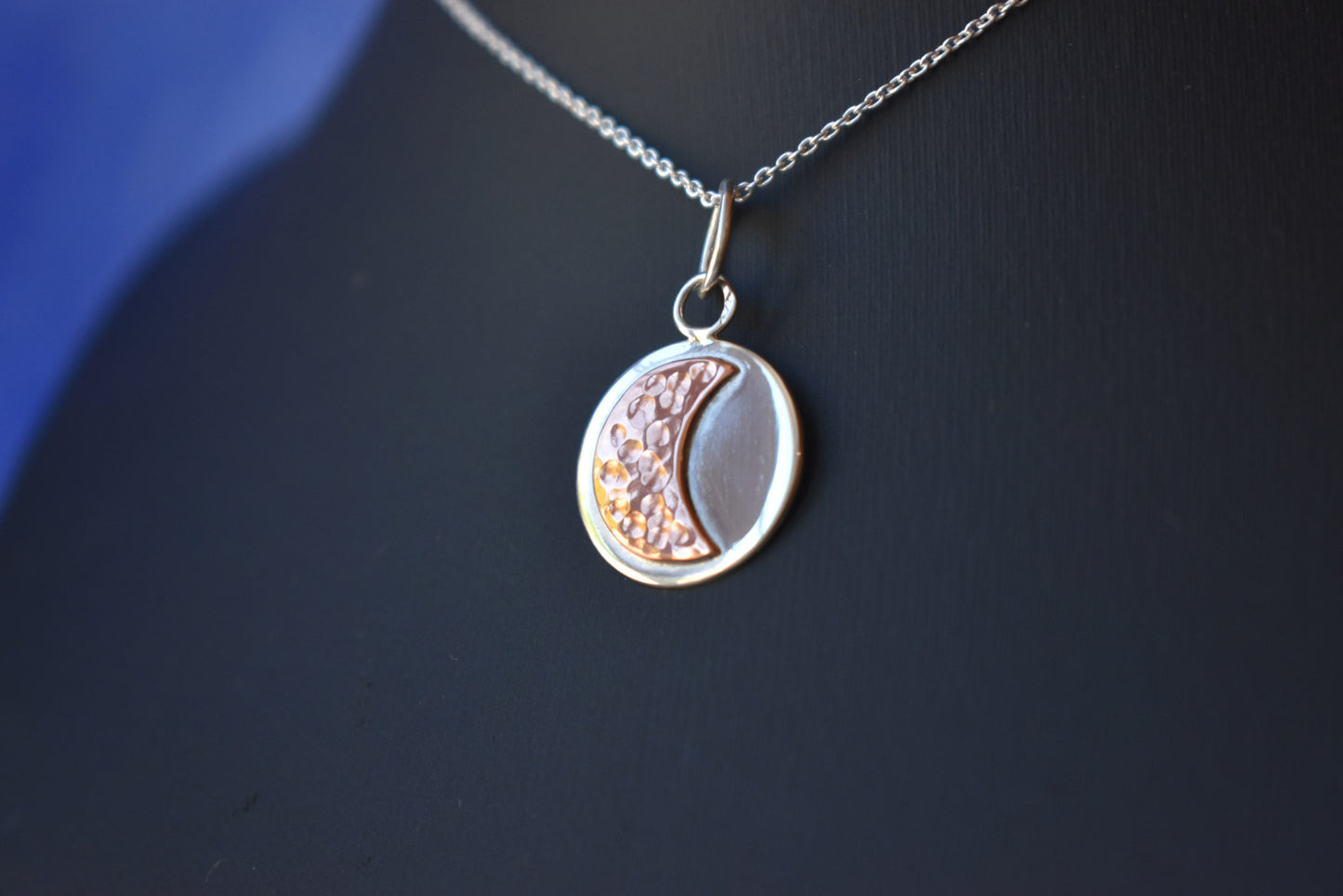 Collier lune argent cuivre